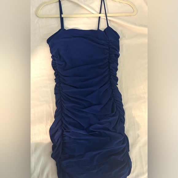 Windsor Level Up Ruched Mini Dress in Royal Blue - Picture 2 of 7